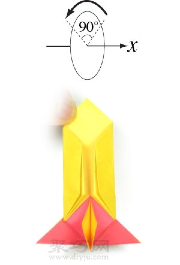 Origami 3D rocket origami method