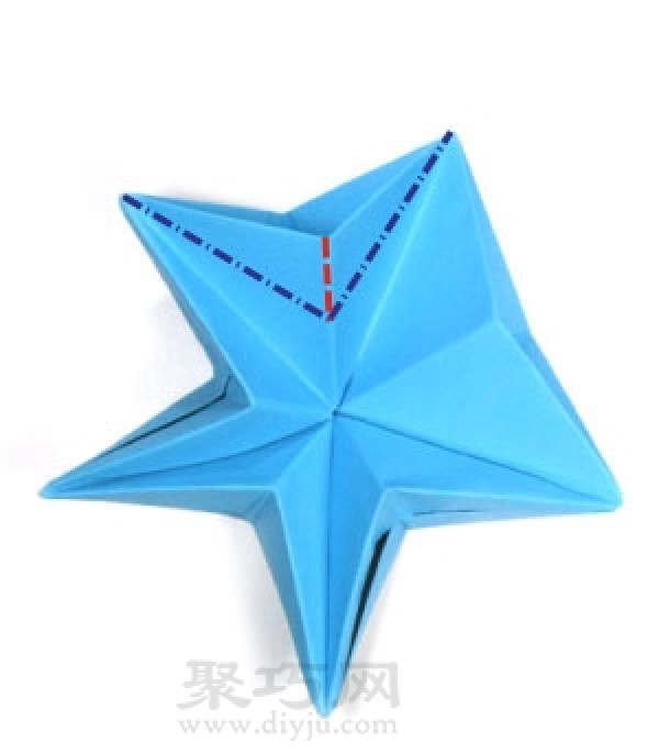 Manual origami three-dimensional five-pointed star folding steps