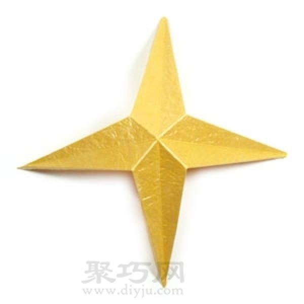 Illustration of the steps of handmade origami four-corner three-dimensional stars