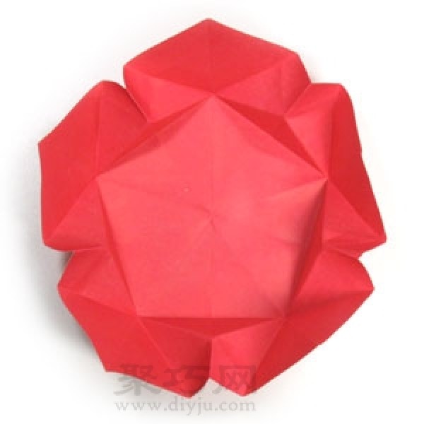 Illustration of origami pentagonal round dart