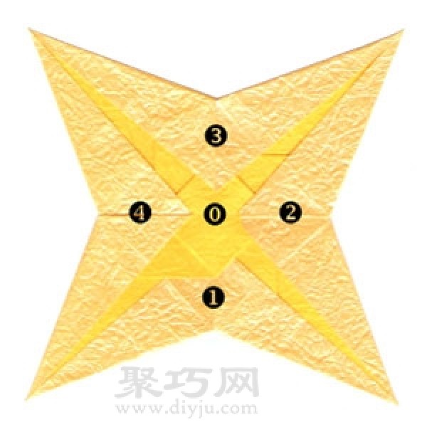 Origami four-pointed star folding steps