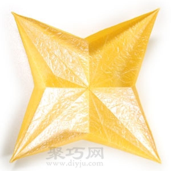 How to fold three-dimensional four-pointed star origami