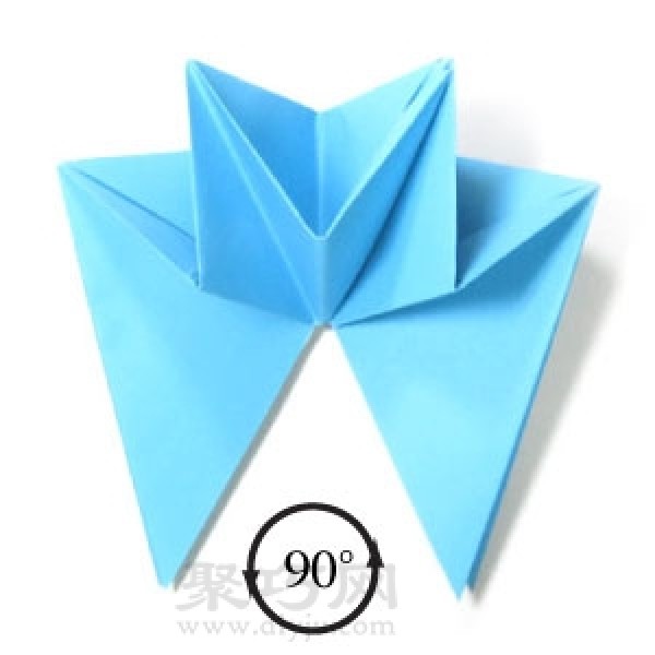 Manual origami three-dimensional five-pointed star folding steps