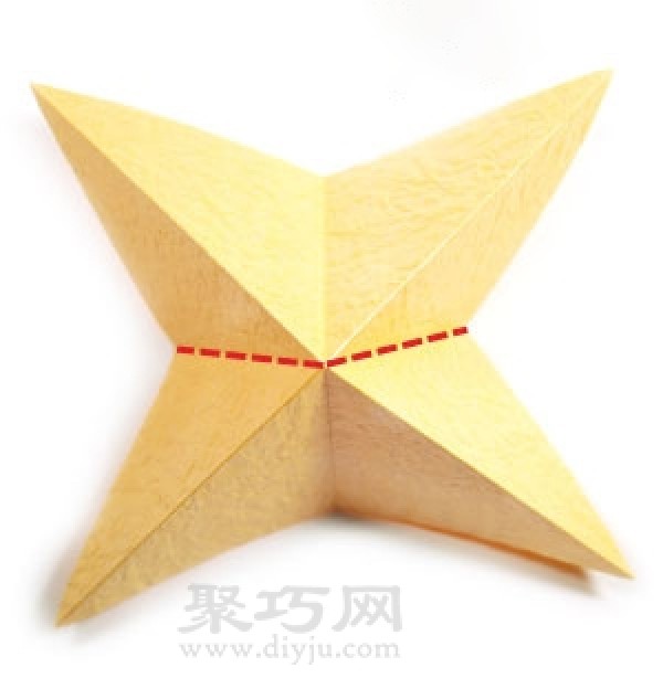 Illustration of the steps of handmade origami four-corner three-dimensional stars