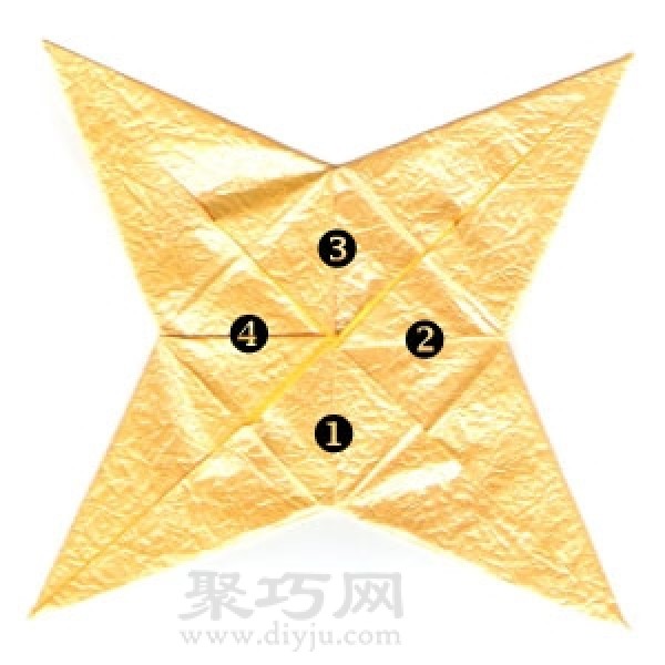 Origami four-pointed star folding steps