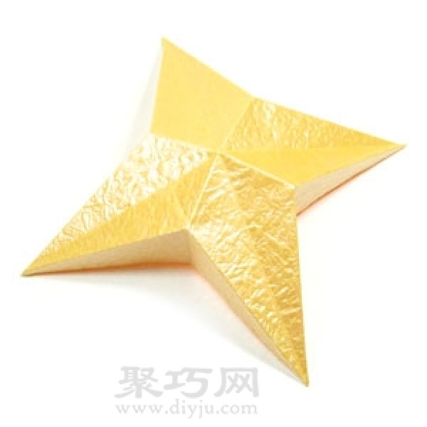 Illustration of the steps of handmade origami four-corner three-dimensional stars