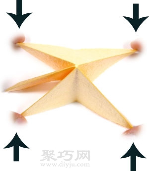 Manual origami five-pointed three-dimensional star tutorial illustration