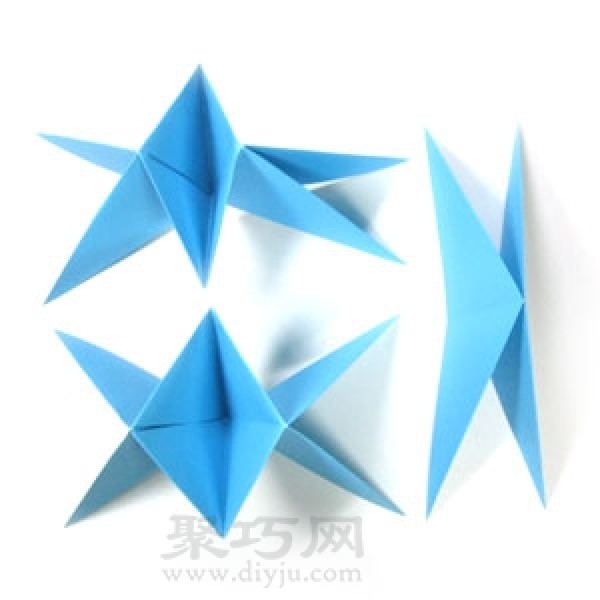 Manual origami three-dimensional five-pointed star folding steps