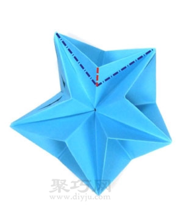 Manual origami three-dimensional five-pointed star folding steps