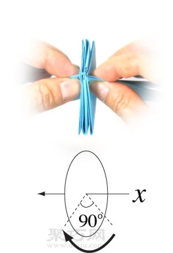 Manual origami three-dimensional five-pointed star folding steps