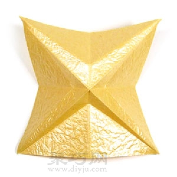 Illustration of the steps of handmade origami four-corner three-dimensional stars