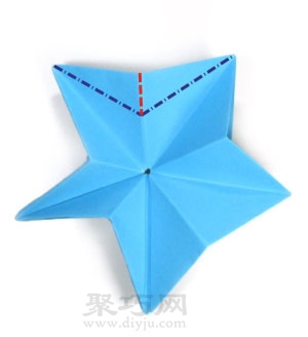 Manual origami three-dimensional five-pointed star folding steps