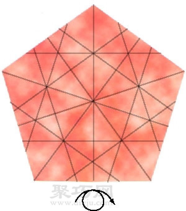 Illustration of origami pentagonal round dart