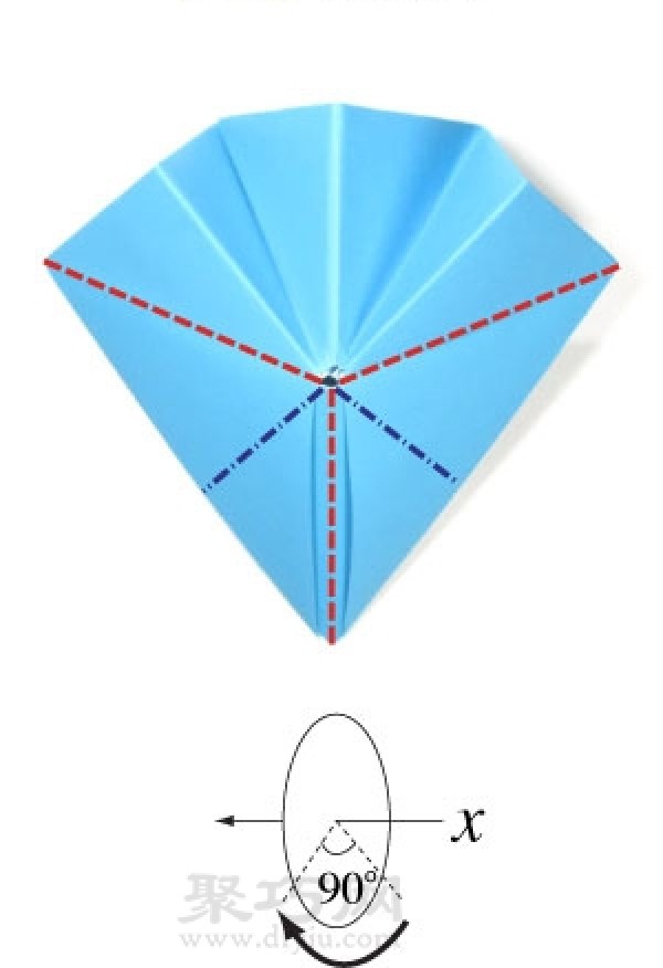 Manual origami three-dimensional five-pointed star folding steps