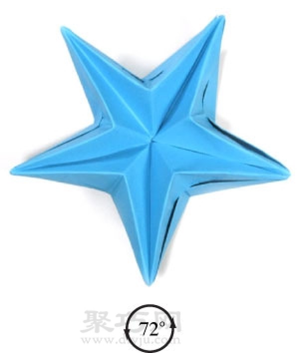 Manual origami three-dimensional five-pointed star folding steps