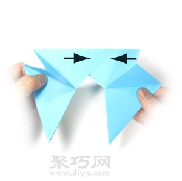 Manual origami three-dimensional five-pointed star folding steps