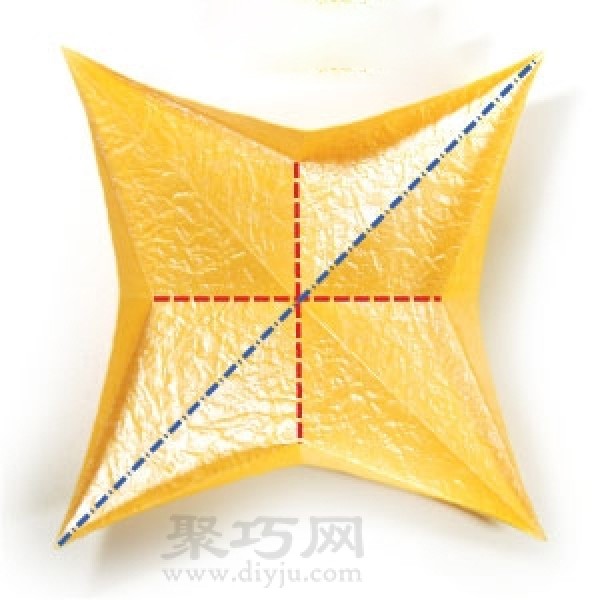 How to fold three-dimensional four-pointed star origami