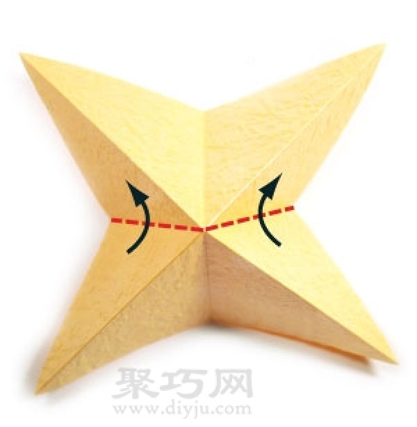 How to fold three-dimensional four-pointed star origami