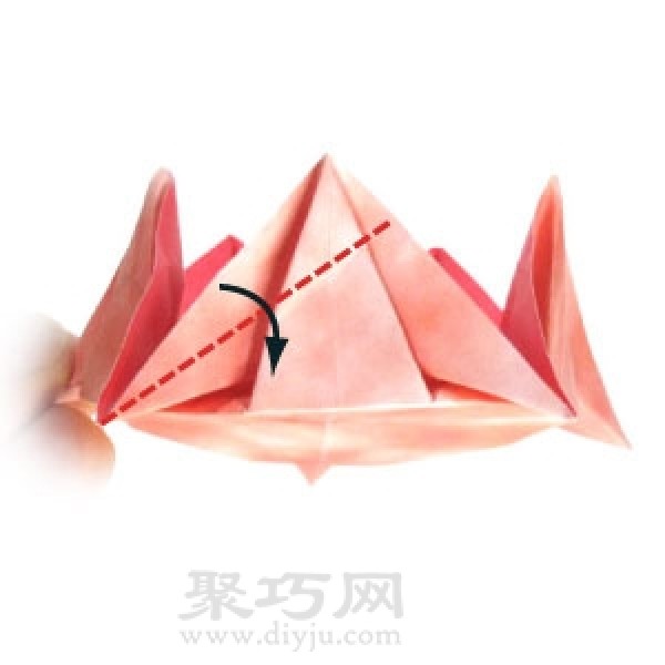 Illustration of origami pentagonal round dart