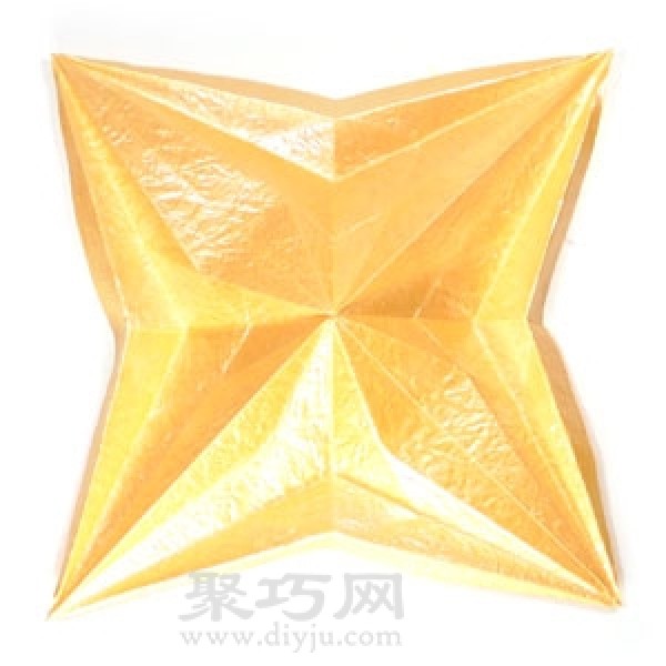 How to fold three-dimensional four-pointed star origami