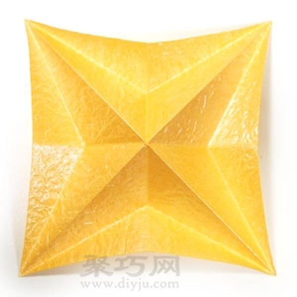 How to fold three-dimensional four-pointed star origami