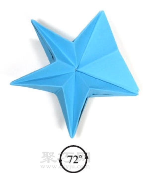 Manual origami three-dimensional five-pointed star folding steps