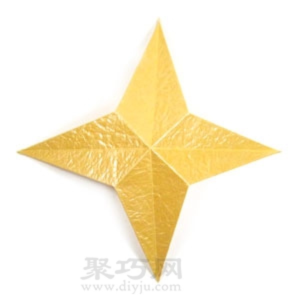 Illustration of the steps of handmade origami four-corner three-dimensional stars