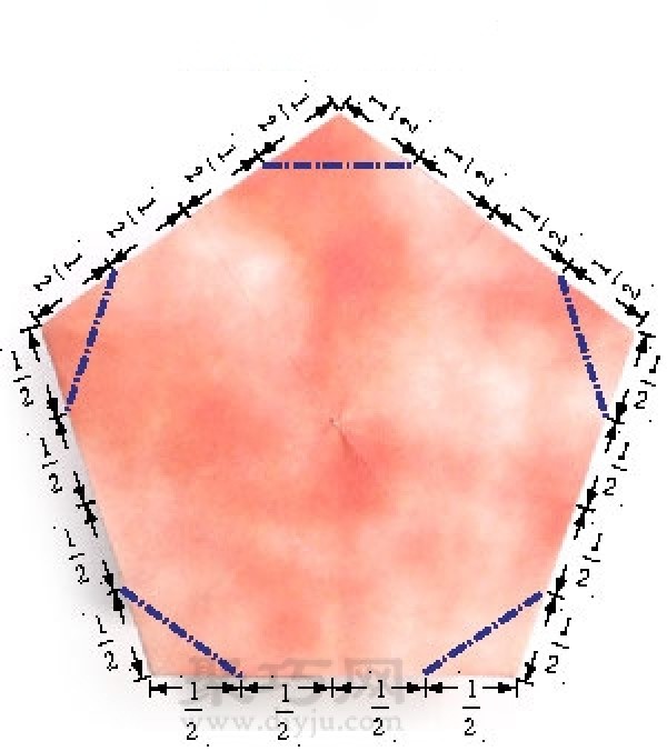 Illustration of origami pentagonal round dart