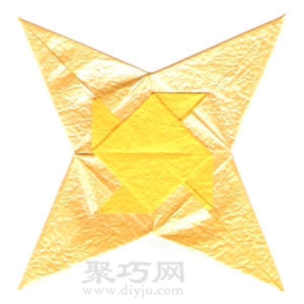 Origami four-pointed star folding steps