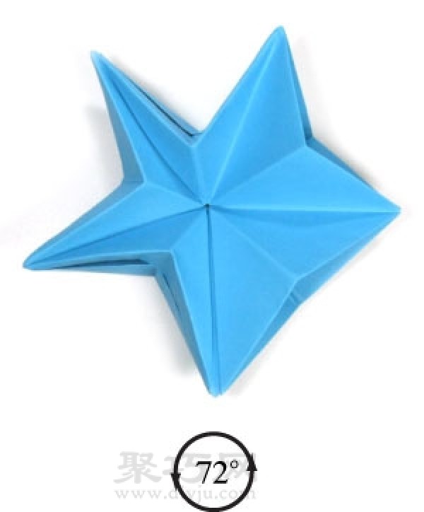 Manual origami three-dimensional five-pointed star folding steps