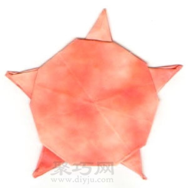 Illustration of origami pentagonal round dart