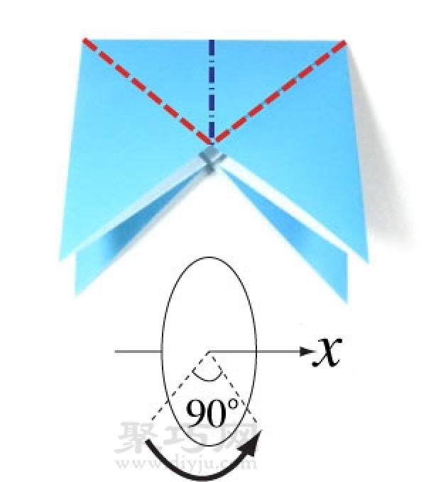 Manual origami three-dimensional five-pointed star folding steps