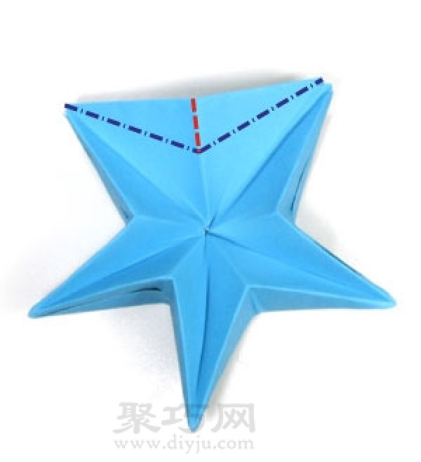 Manual origami three-dimensional five-pointed star folding steps