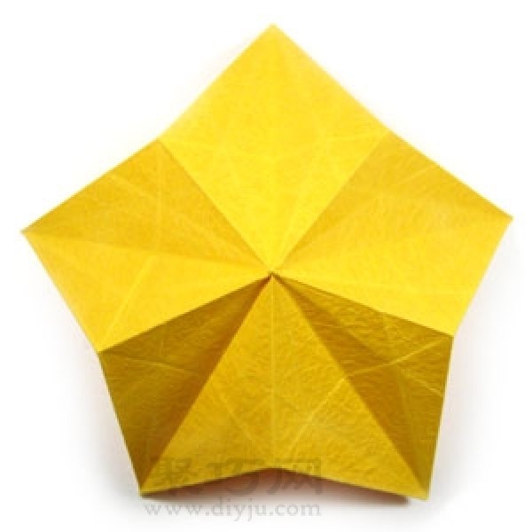 Simple folding method of three-dimensional five-pointed star origami