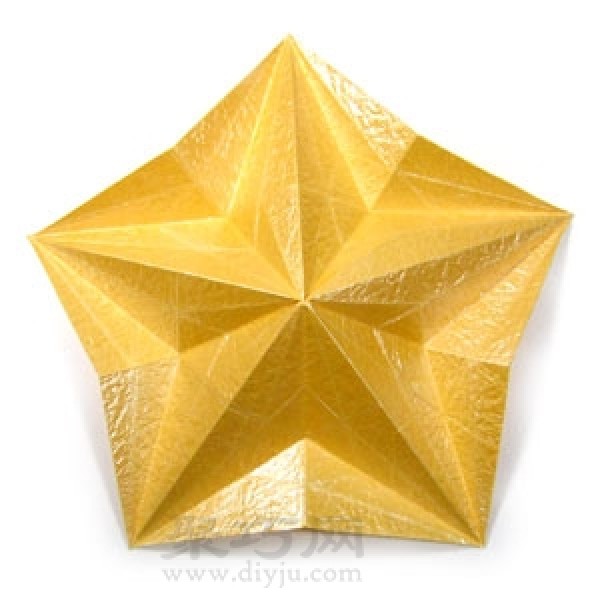 Simple folding method of three-dimensional five-pointed star origami