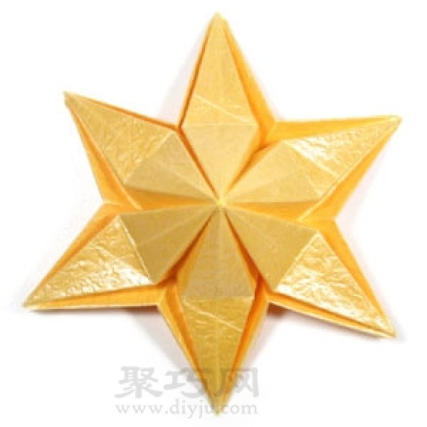 How to fold three-dimensional six-pointed star origami