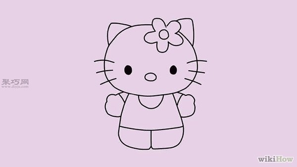 How to draw a standing Hello Kitty. Teach you how to draw a cute cartoon Hello Kitty.