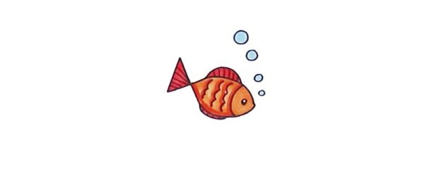 Goldfish simple drawing tutorial: Use the number 4 to draw a simple little goldfish in just a few steps