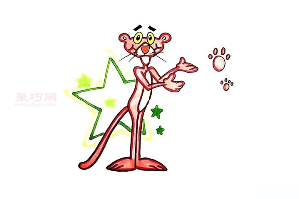 How to draw the Pink Panther in a simple way?