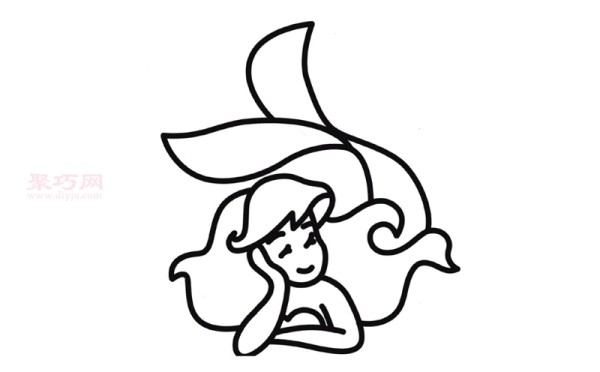 How to draw the Little Mermaid. Learn the steps to draw the Little Mermaid in simple strokes.