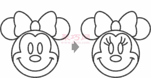 How to draw Mickey Mouse and Minnie. Teach you how to draw Minnie in simple strokes.