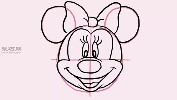 The steps to draw Minnies face teach you how to draw Mickey Mouse