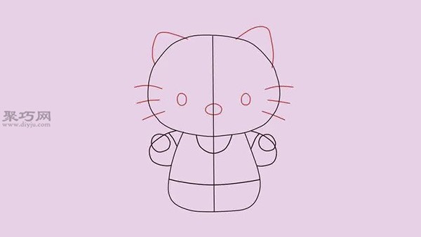 How to draw a standing Hello Kitty. Teach you how to draw a cute cartoon Hello Kitty.