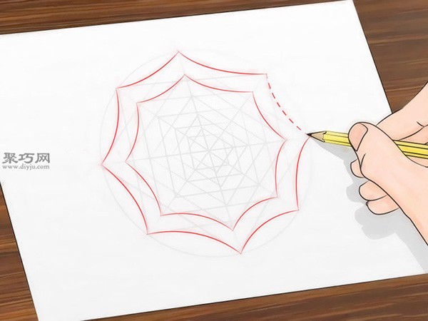 Steps to draw a spider web Let’s look at the steps to draw a spider web.