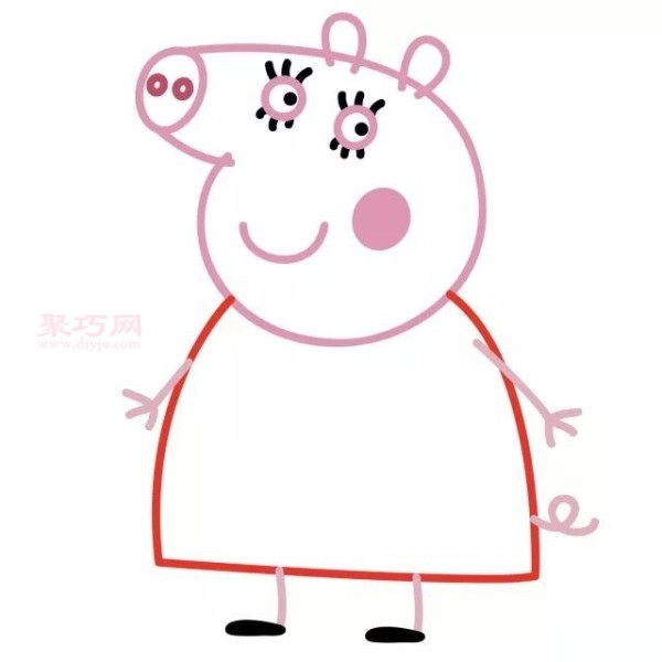 How to draw Peppa Pig and her family in a simple way?