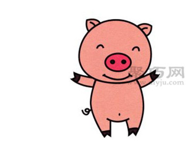 In just 2 minutes, you can easily learn how to draw a standing, super cute cartoon pig!