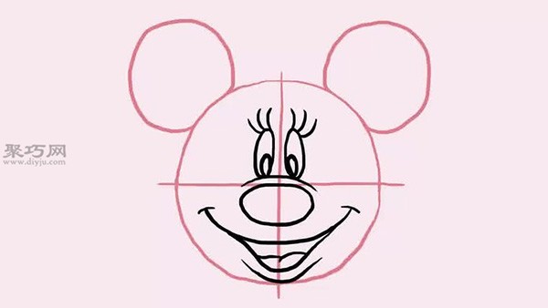 Steps to draw Minnie’s face. Teach you how to draw Mickey Mouse.