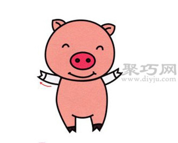 In just 2 minutes, you can easily learn how to draw a standing, super cute cartoon pig!