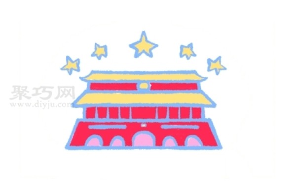 How to draw the majestic Tiananmen Square simple and beautiful