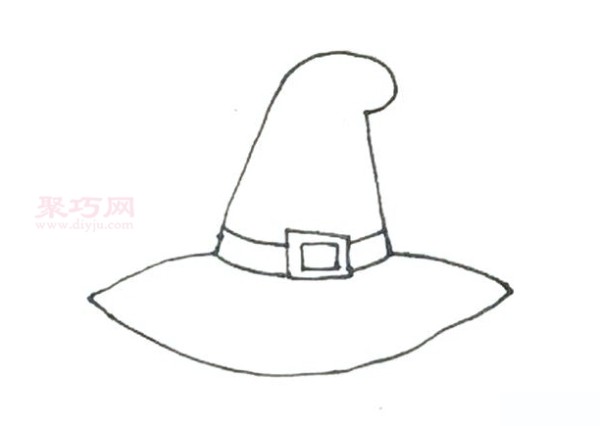 Childrens simple drawing of witch hat